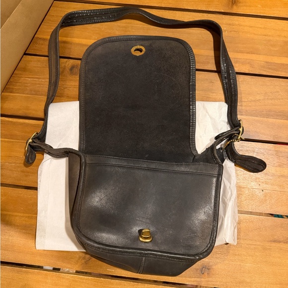 Vintage Dark Grey Leather Coach Crossbody Bag - Picture 11 of 11